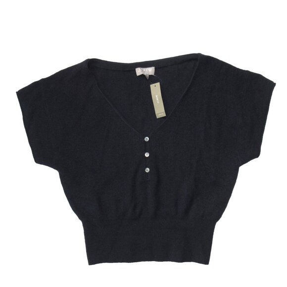 NWT J.Crew Featherweight Cashmere V-neck T-shirt in Ink Navy Sweater M - Picture 2 of 5